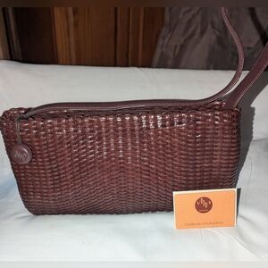 Monsac Vintage Y2K Leather Woven Shoulder Bag.